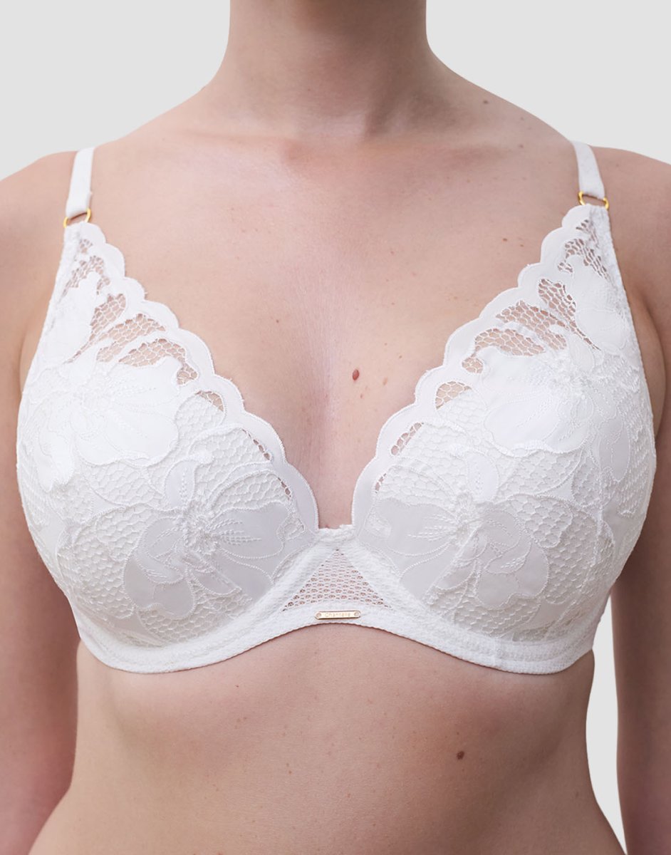 Chantelle fleurs plunge t-skjorte bh satin milk - Image 3